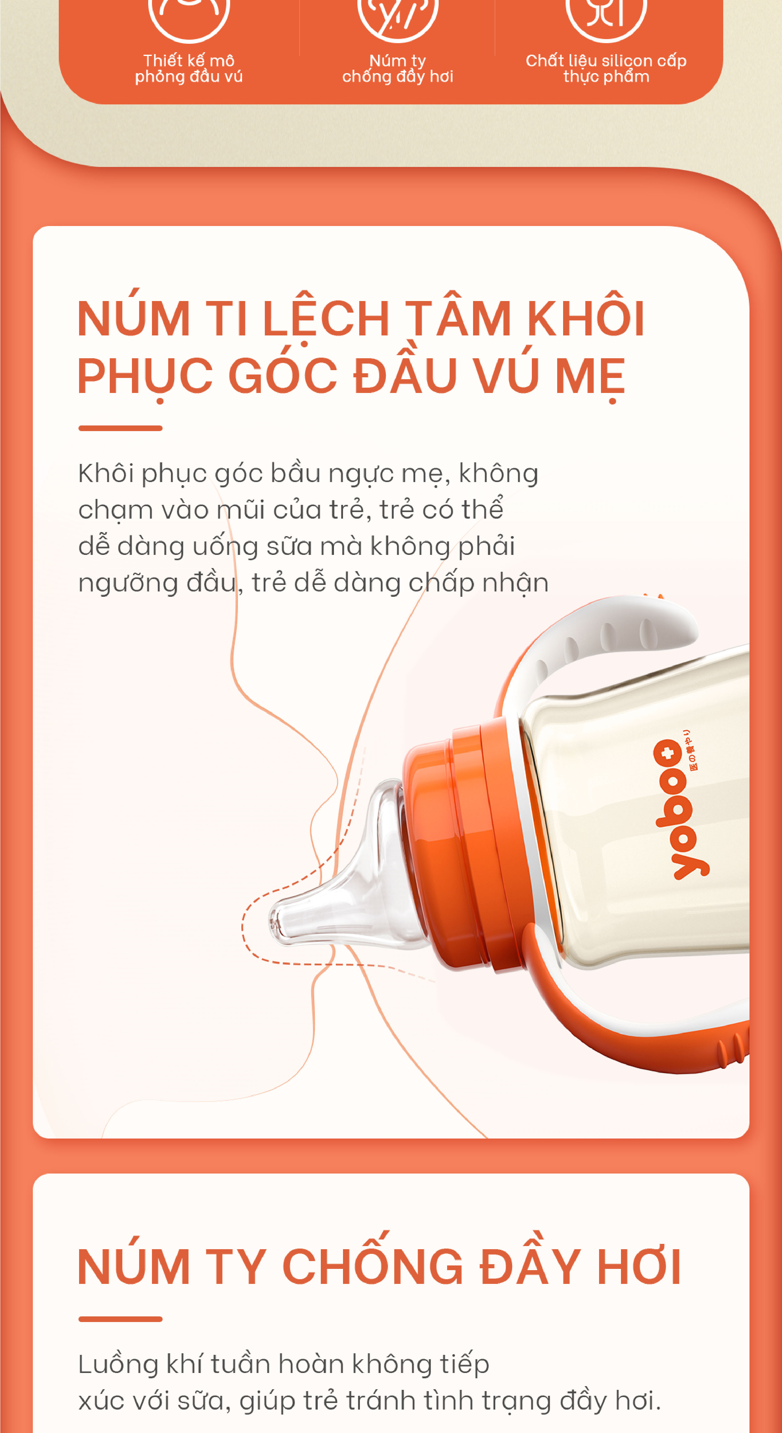 combo 3 núm ty thay thế bình sữa cho bé yoboo - 2 lỗ 2