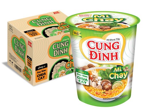 Thùng 24 Ly Mì Chay Cung Đình Rau Nấm Chua Cay (69g / Ly)