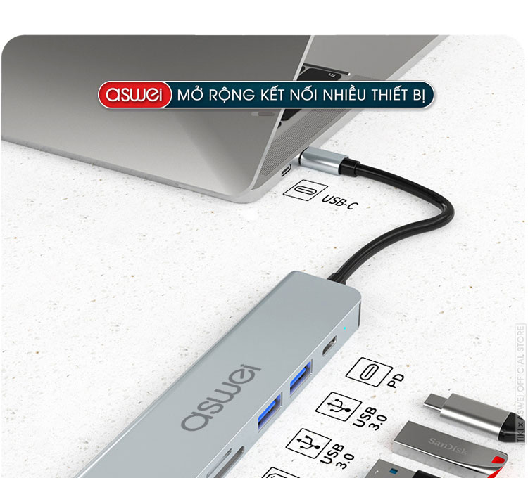 usb 3.0, hub type c aswei