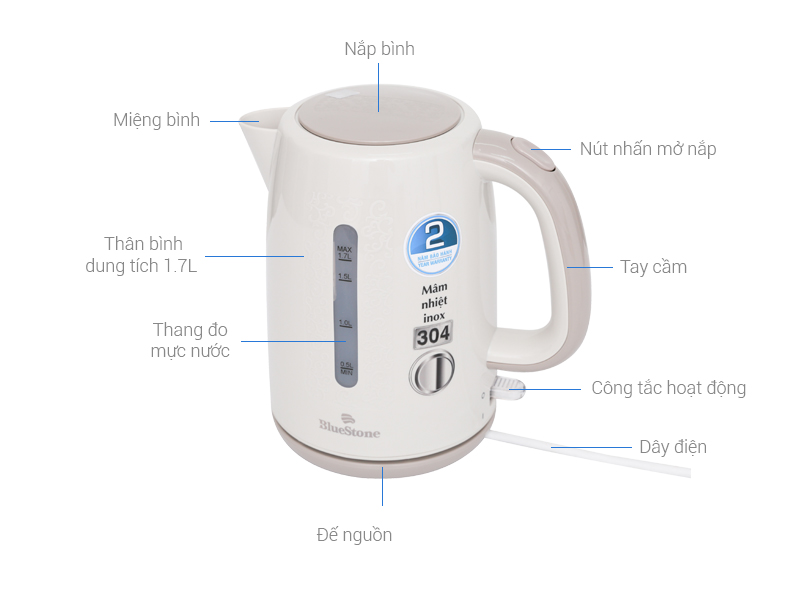 Ấm Đun Siêu Tốc Bluestone KTB-3335 - Hàng chính hãng Ấm Đun Siêu Tốc Bluestone KTB-3335 - Hàng chính hãng