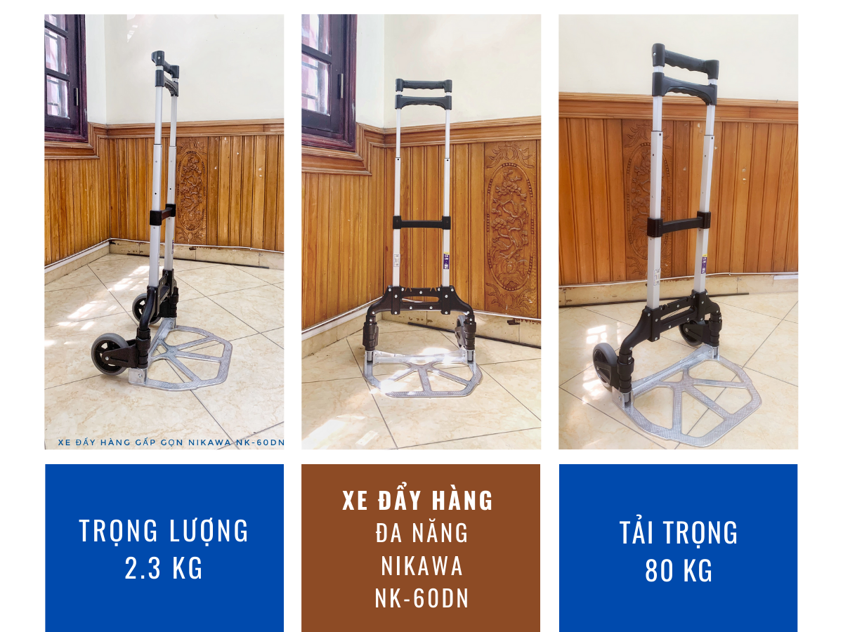 Xe đẩy hàng 2 bánh chính hãng Nikawa NK-60DN tải trọng 68Kg
