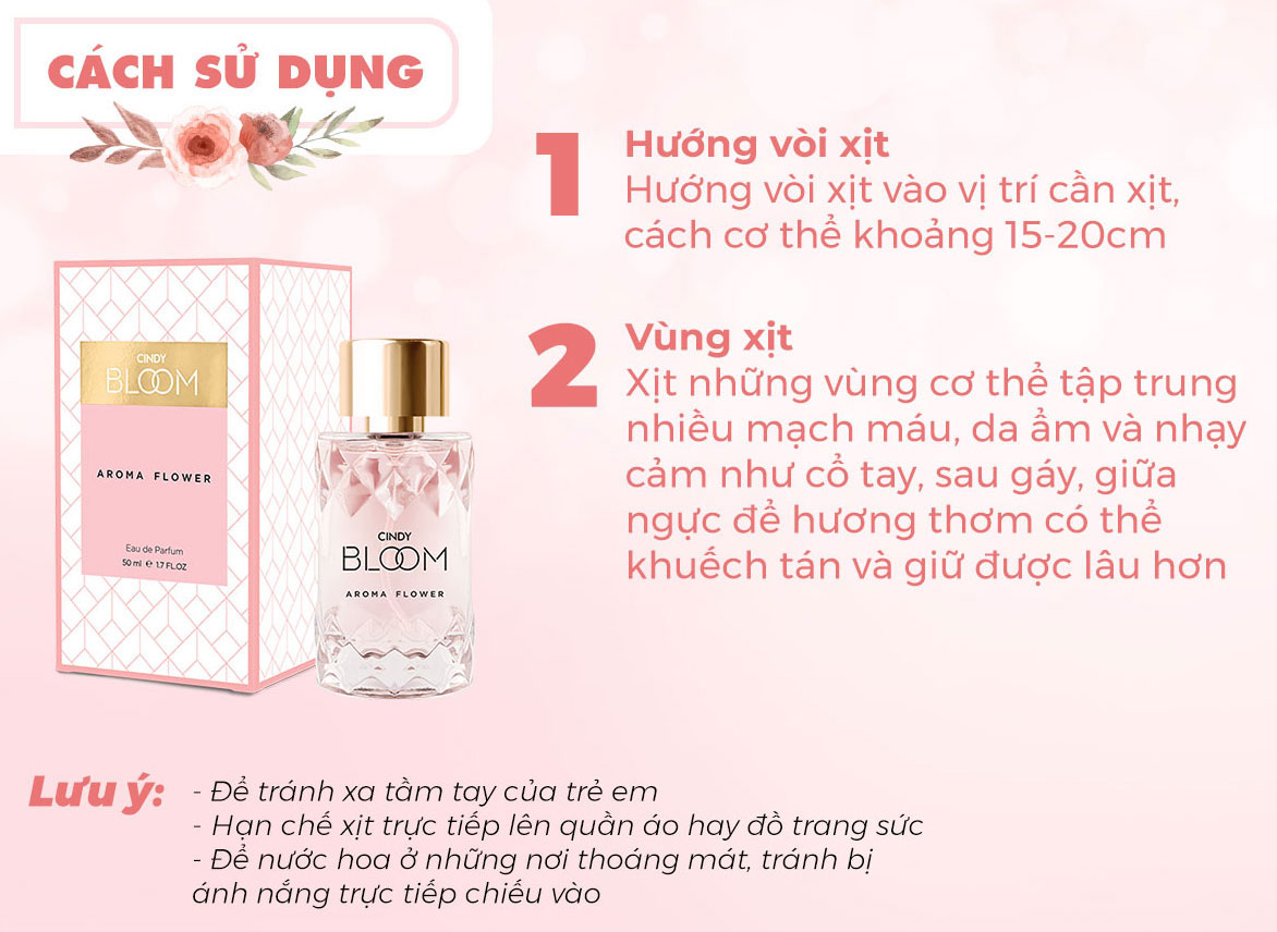 Nước hoa nữ Cindy Bloom Aroma Flower mùi hương ngọt ngào nữ tính 50ml chính hãng