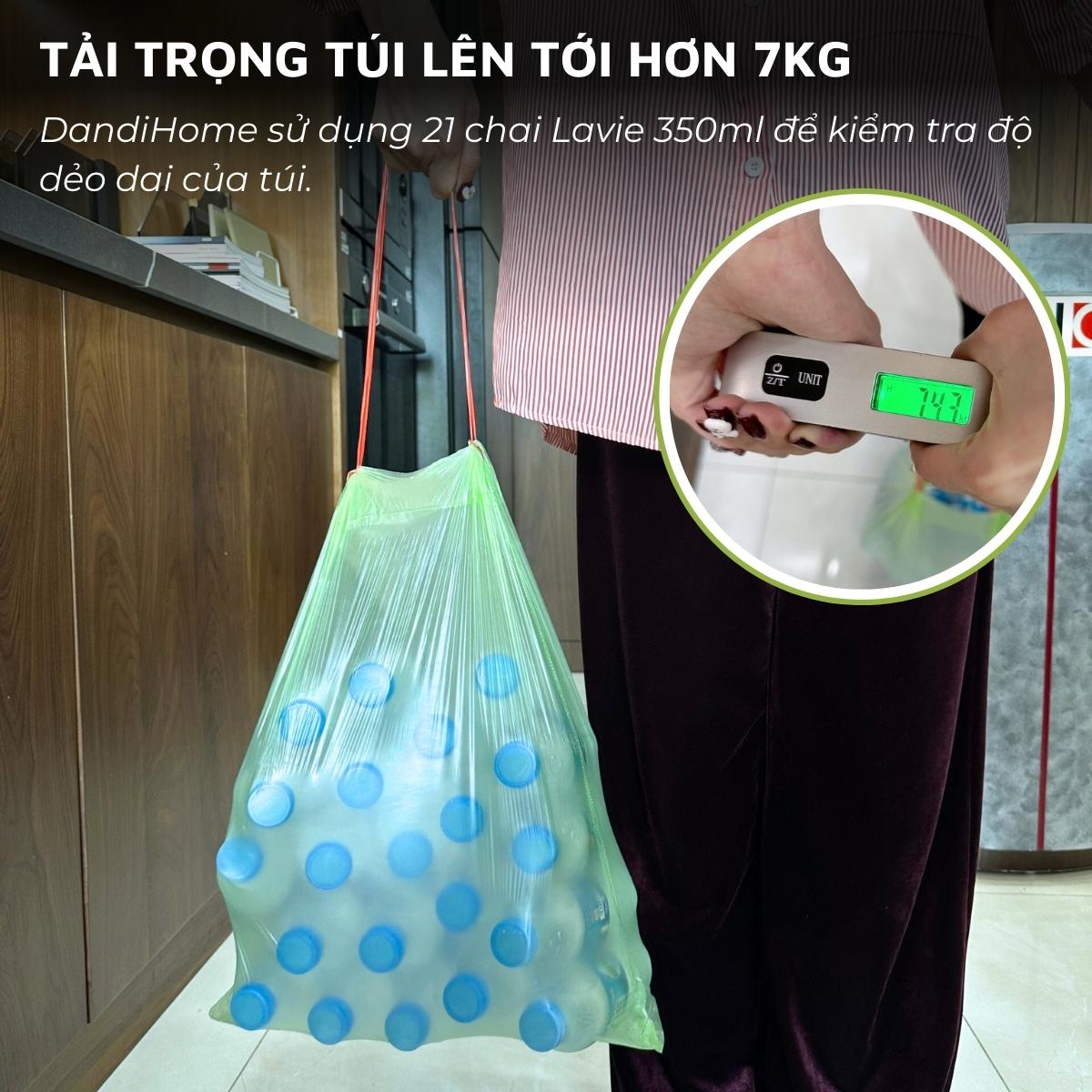 Túi rác, túi đựng rác tự hủy sinh học DandiHome có dây rút, túi rác không gây hại cho môi trường