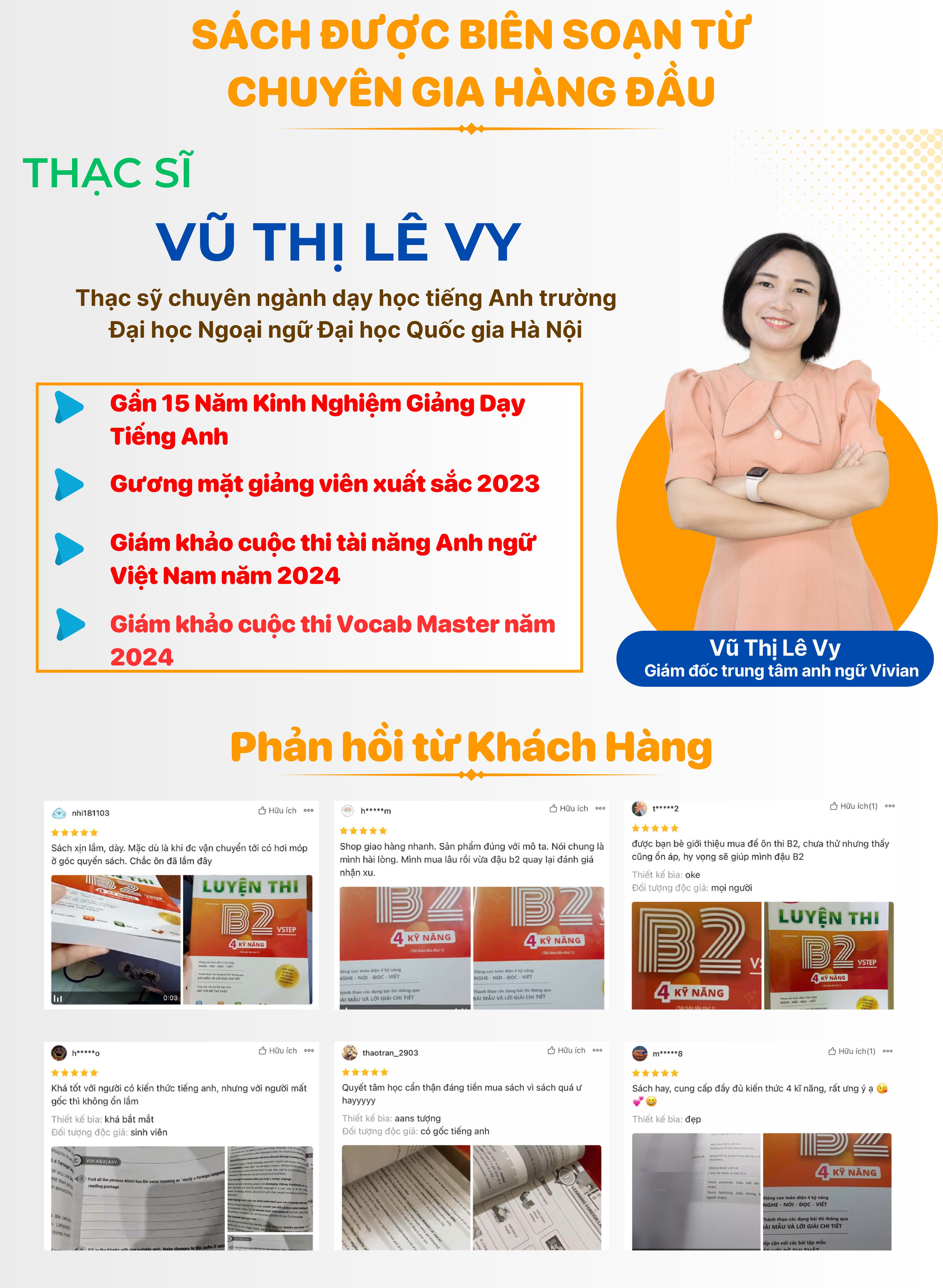 Sách Luyện thi B2 Vstep 4 kỹ năng - Ôn thi chứng chỉ tiếng Anh bậc 4 (bằng B2 tiếng Anh) khung năng lực Ngoại ngữ 6 bậc Việt Nam