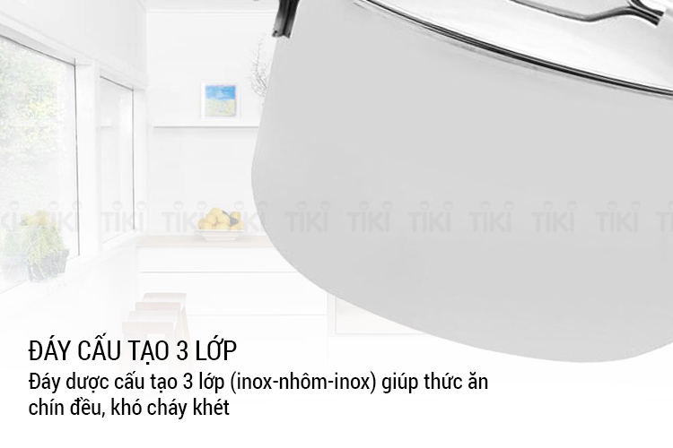 Nồi Inox Fivestar 3 Đáy Sandwich Nắp Inox