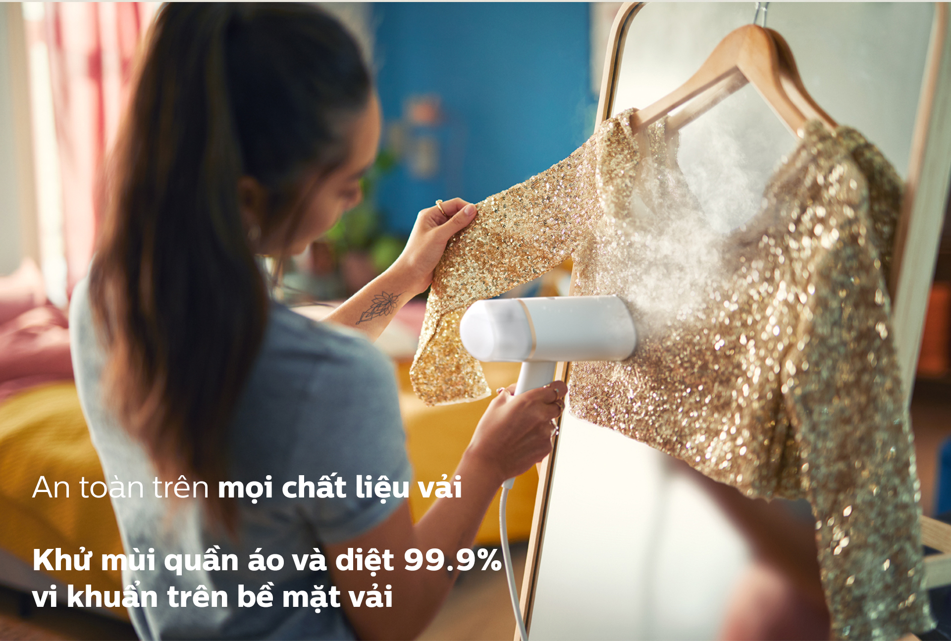 Bàn Ủi Hơi Nước cầm tay PHILIPS STH3020 /10 |1000W| gập lại được - Hàng Chính Hãng