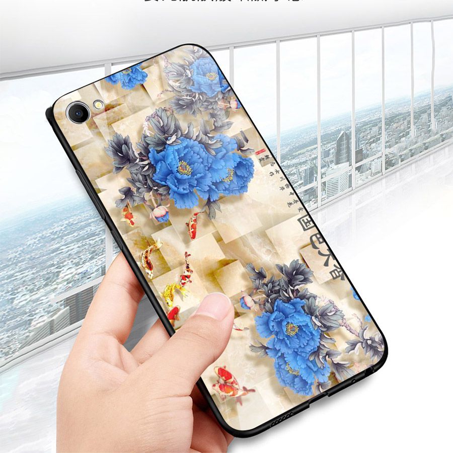 Ốp điện thoại kính cường lực cho máy Oppo A83/A1 - mẫu đơn MS MAUDON046