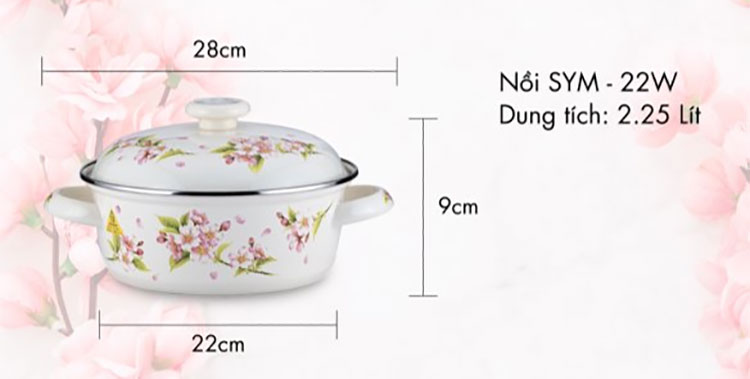 Nồi tráng men FUJIHORO 20cm, 2.3L (Hoa Hà Lan) SYM-22, Sử dụng bếp từ