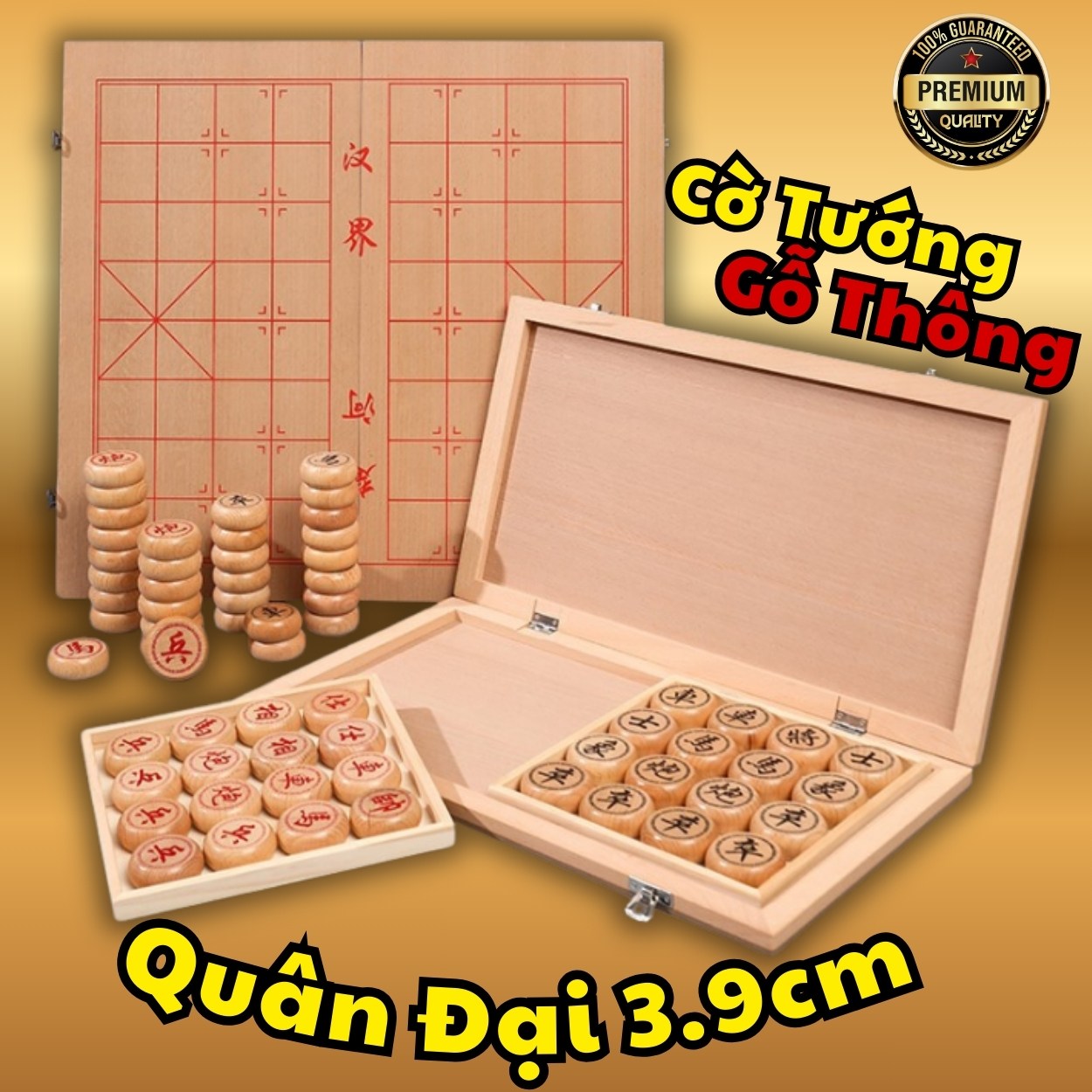 Bộ Cờ Tướng Gỗ + Bàn Cờ Tướng 40*35cm, Cờ Tướng Gỗ Có Bàn Là Hộp Đựng Chính Hãng