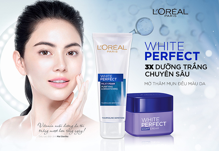 Bộ 4 Bước Dưỡng Da Trắng Mượt Đều Màu White Perfect Dewy L'Oreal Paris