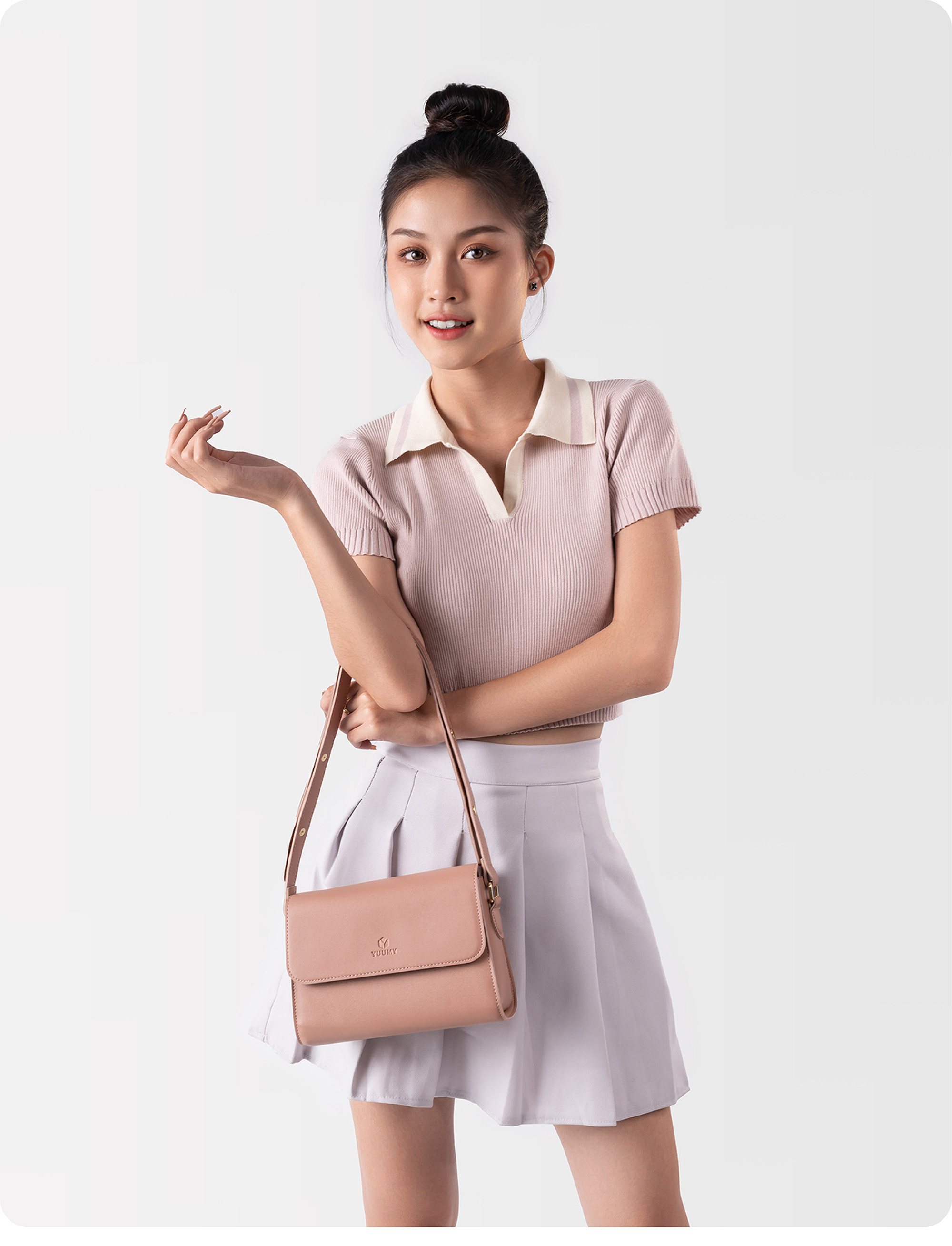 Túi Yuumy ( Thời trang nữ nắp gập dạng hộp size 21 - Túi đeo chéo da Seasand YN155 )
