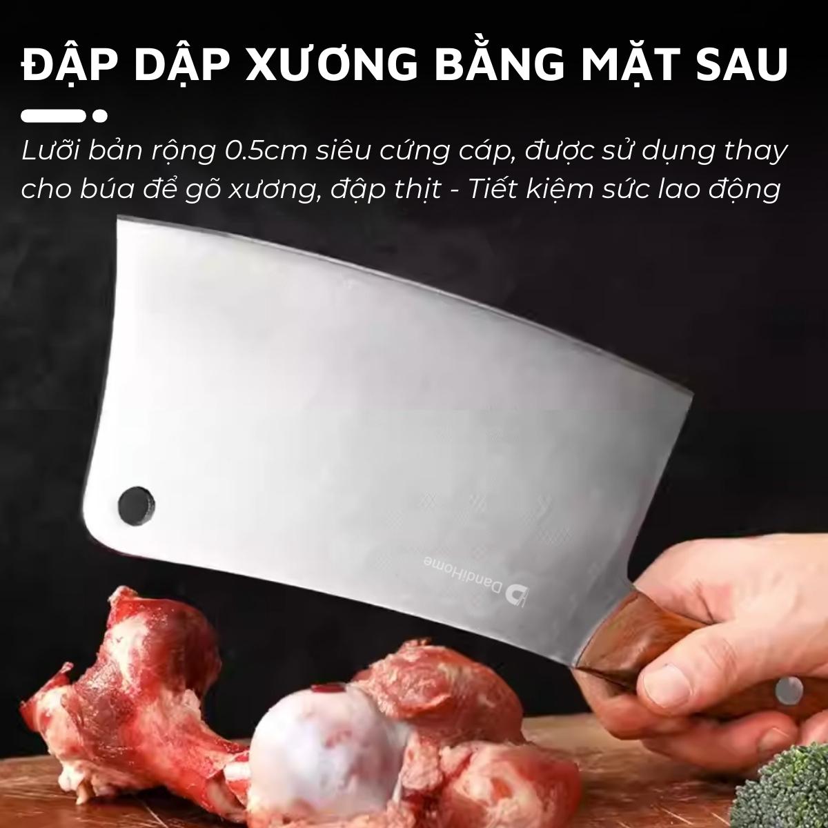 Dao chặt xương lớn DandiHome thép 4Cr13 nặng 890gr cao cấp