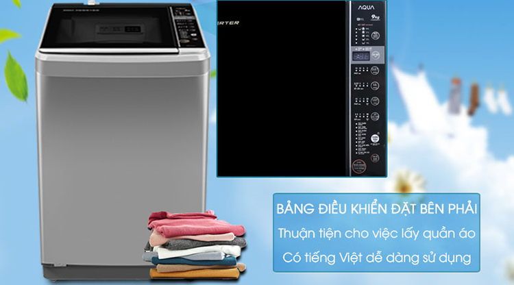 Máy Giặt Cửa Trên Inverter Aqua AQW-D901BT-S (9kg) - Hàng Chính Hãng