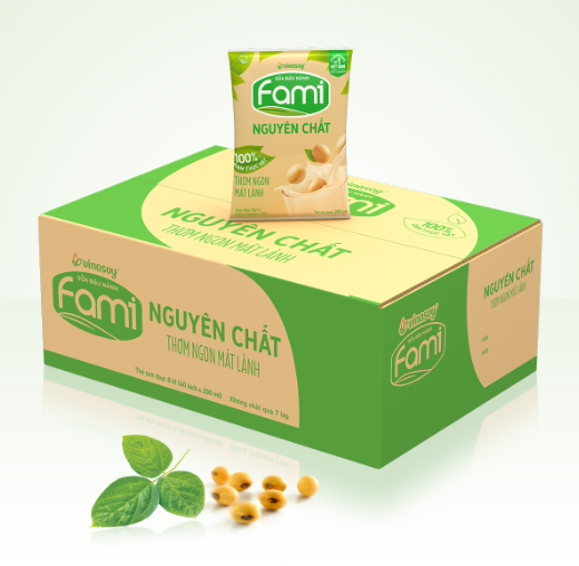 Thùng Sữa đậu nành Vinasoy Fami nguyên chất (200ml x 40 Bịch)
