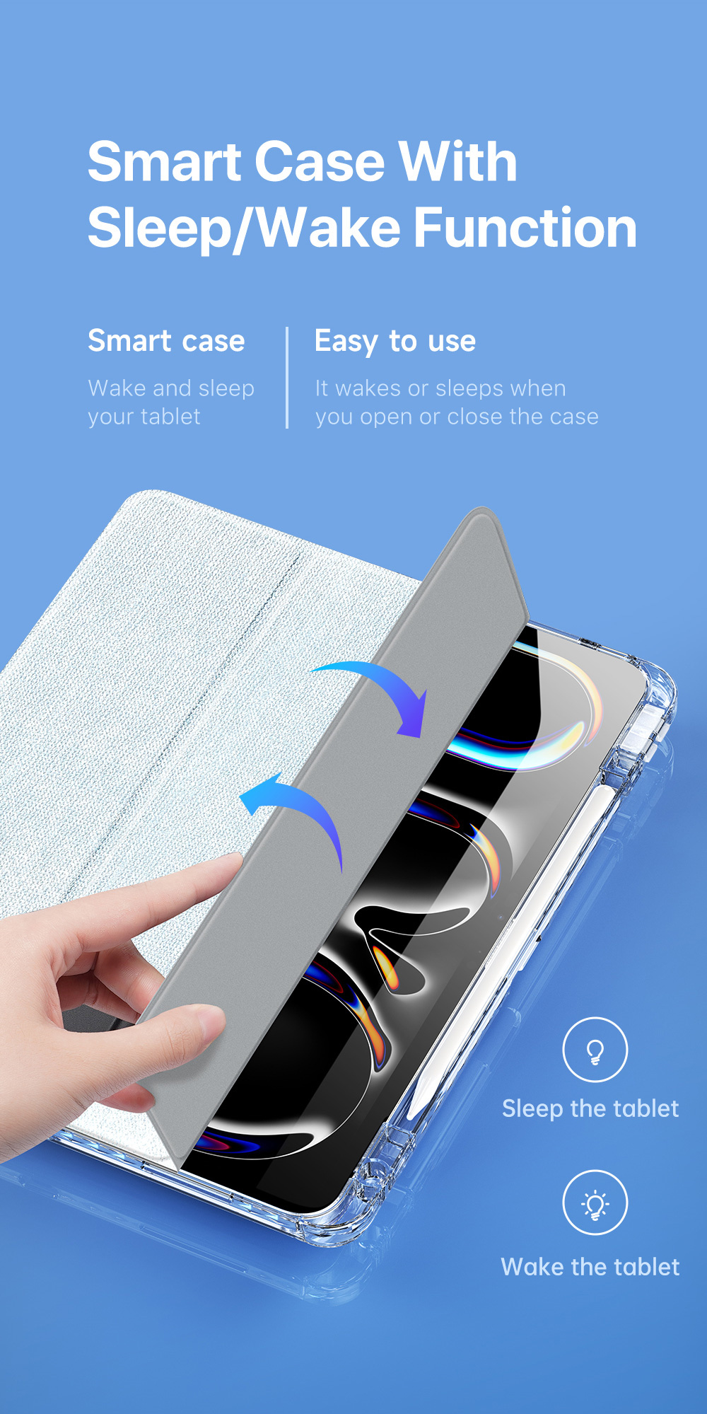 Bao da ipad Dux Ducis Unid cho iPad Pro 11 inch 2024/ Pro 13 inch 2024 M4, có khe cắm bút, auto sleep/wake, trong suốt_ Hàng chính hãng