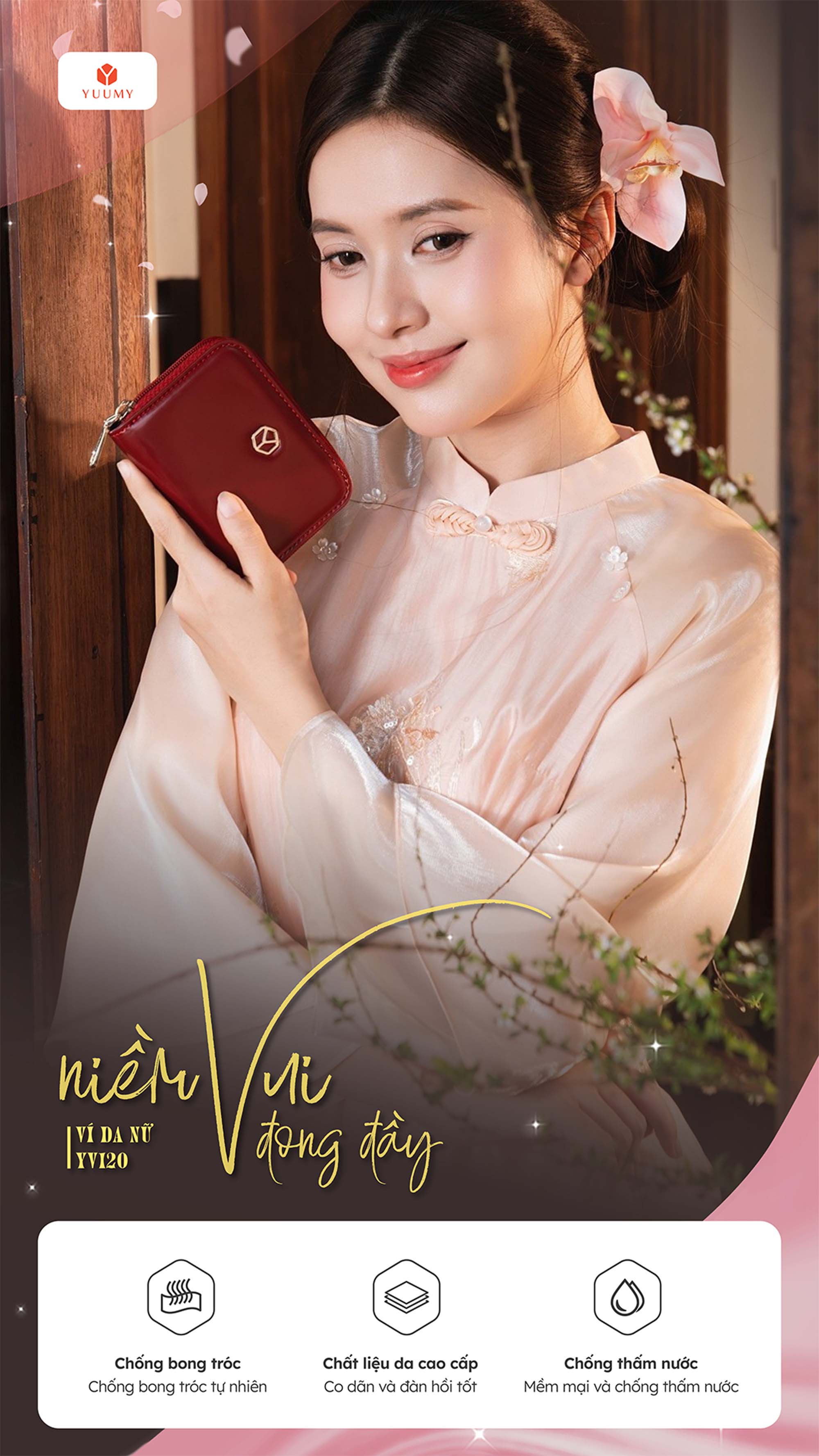 Ví Yuumy ( Thời trang nữ dáng cầm tay nhỏ gọn - Ví da Smooth YV120 )