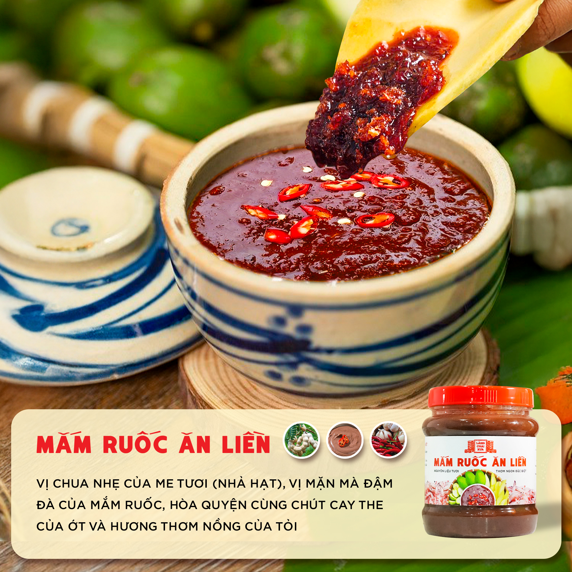 Mắm ruốc ăn liền (ăn thấy me tươi có hột chua chua rất ngon) nguyên liệu tươi thơm ngon đặc biệt Làng Chài Xưa 400g