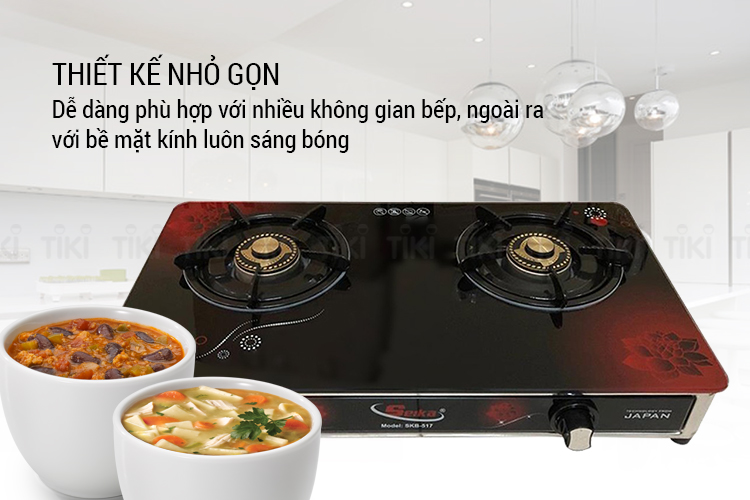 Bếp Gas Đôi Mặt Kính Sen Đồng Seika SKB517 - Hàng Chính Hãng