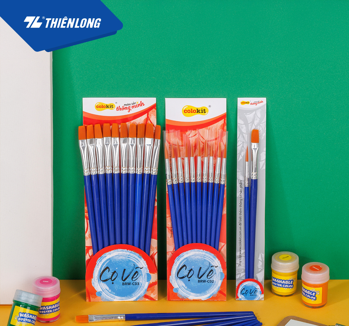 Túi 10 Cọ vẽ Tròn Thiên Long Colokit BRW-C02