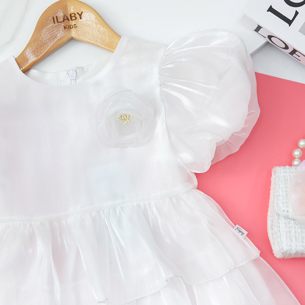 Váy đầm công chúa nhỏ 3 tầng tơ organza sang sáng mịn nhẹ cho bé gái MamLa