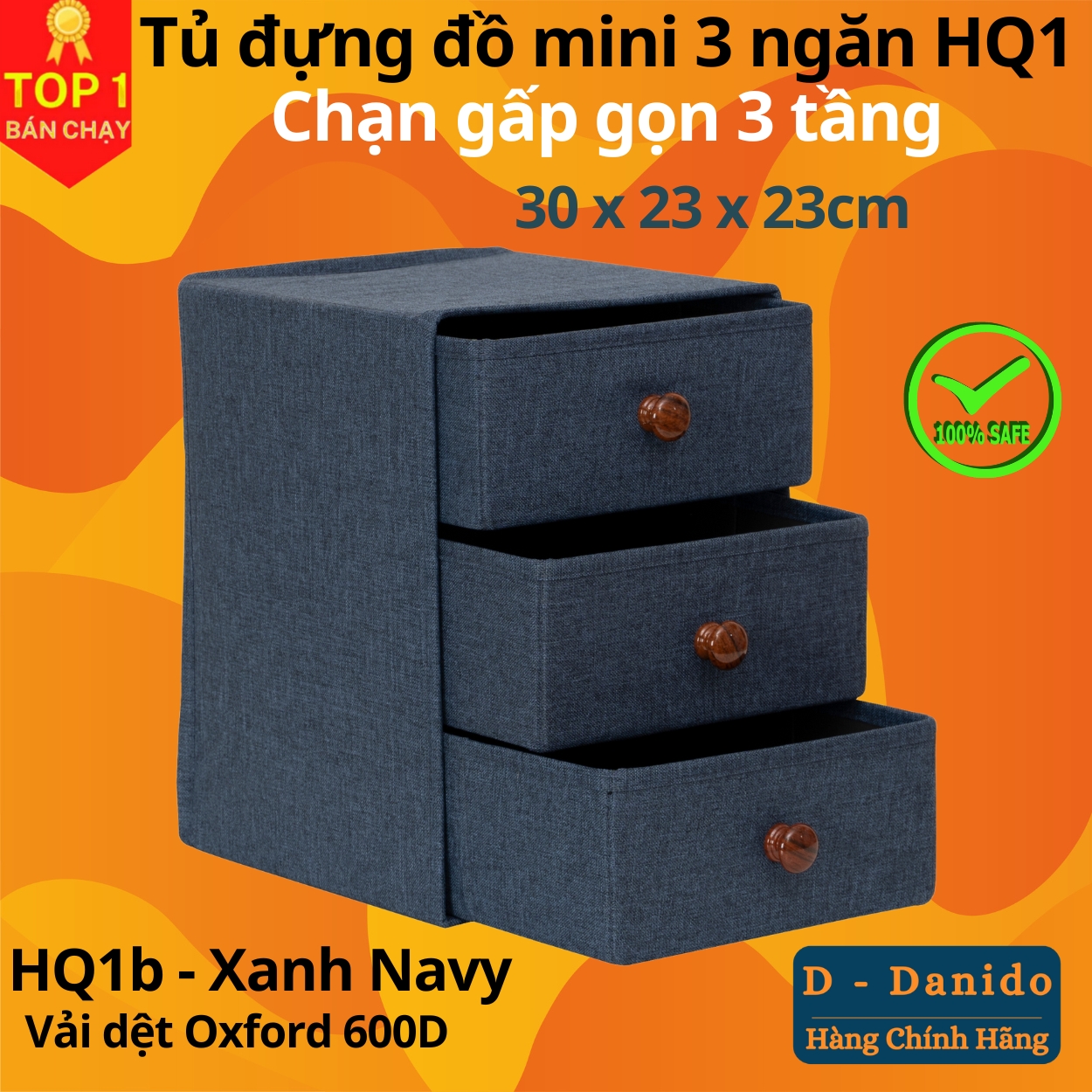 Tủ đựng đồ mini 3 ngăn HQ1 phong cách Hàn trang nhã – Hộp vải đựng đồ đa năng 3 tầng Hàn Quốc chính hãng