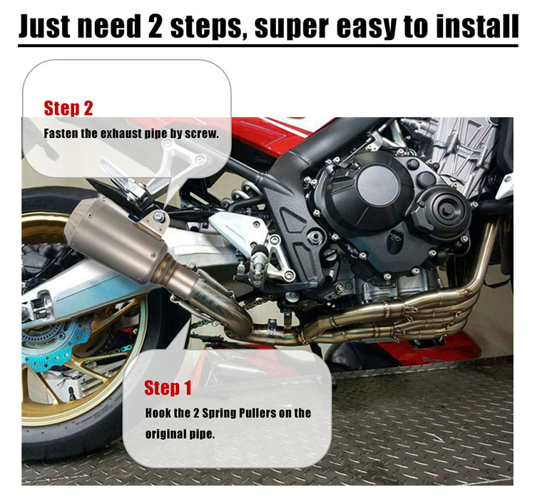 51mm Stainless Frosting Noise Reduction Refit Exhaust Muffler Pipe for Motorcycles ATVs - 51mm