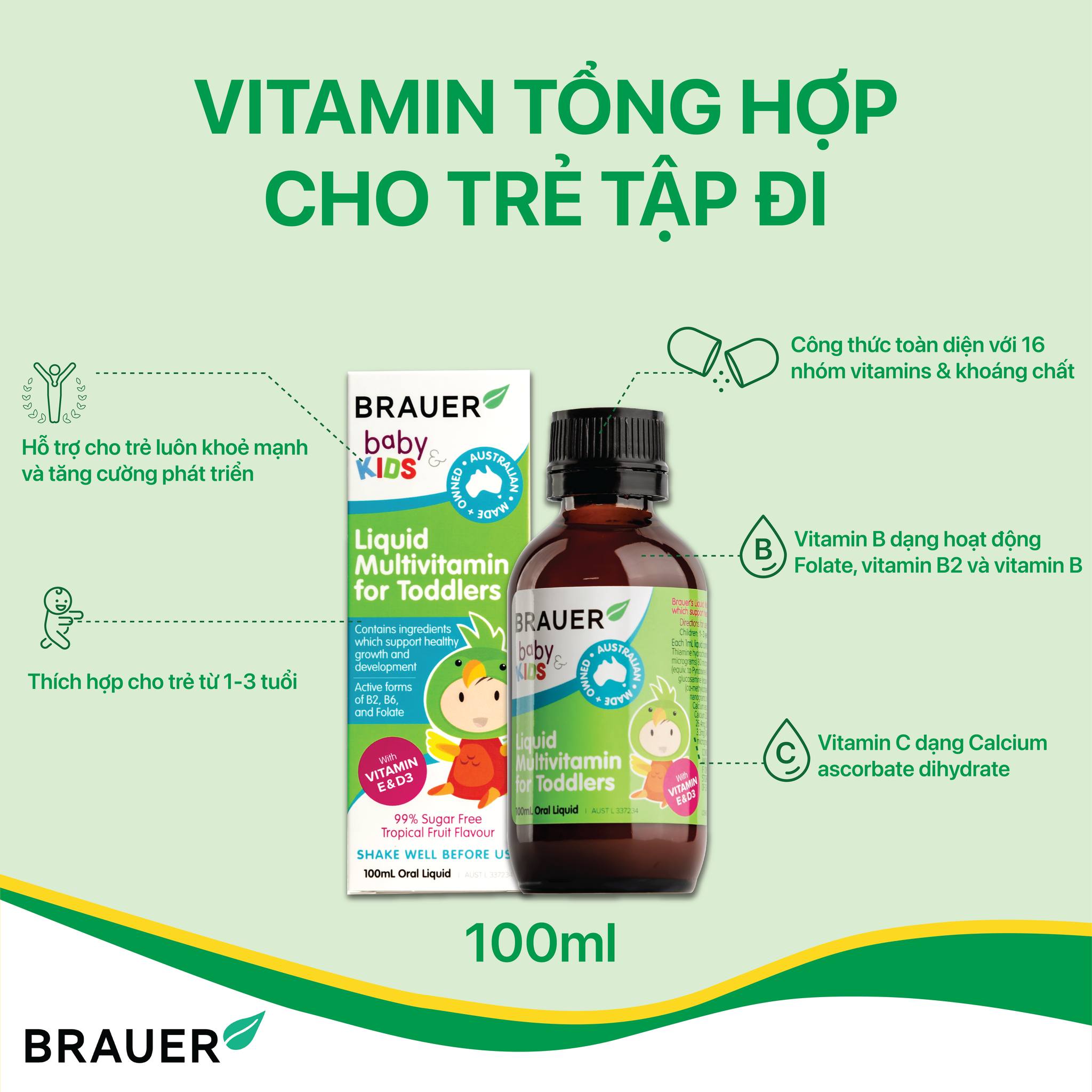 Vitamin tổng hợp cho trẻ Brauer Multivitamin Úc