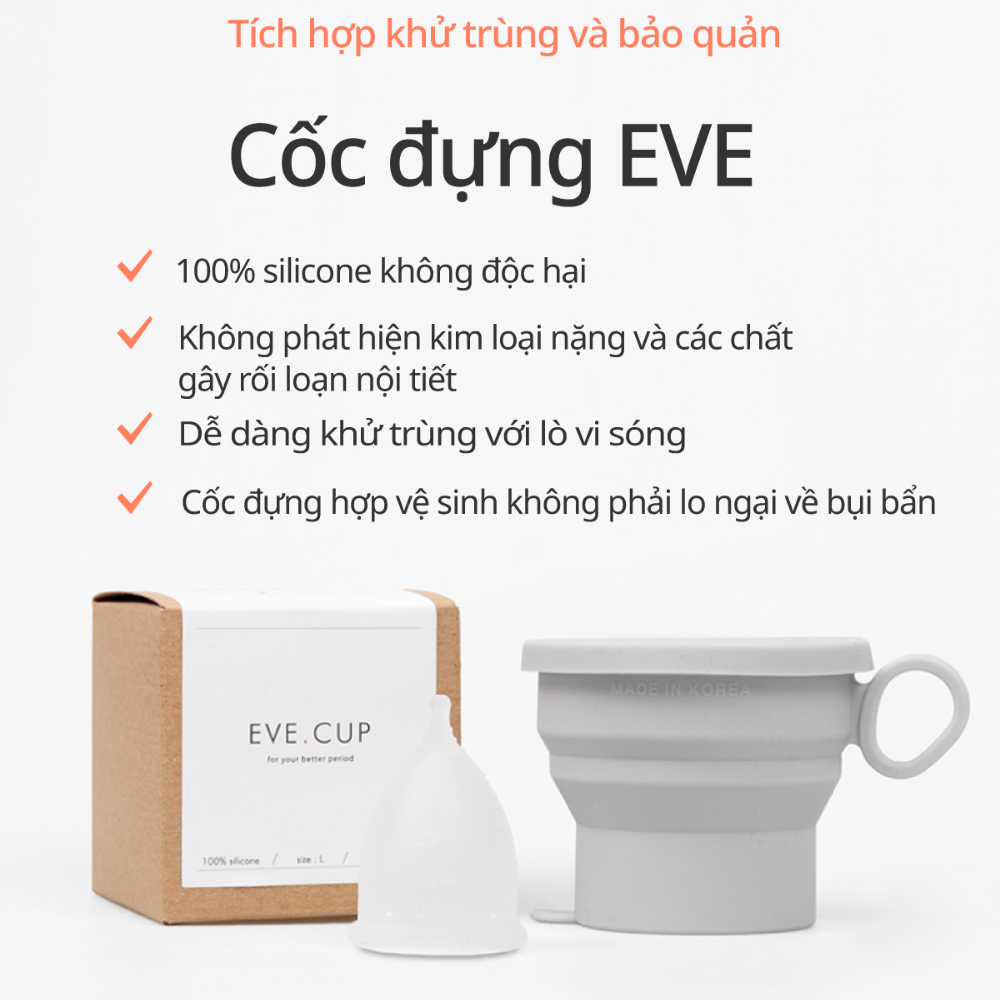 Cốc silicone chuyên dụng bảo quản Cốc Nguyệt San EVE CUP - An toàn, không độc hại 1