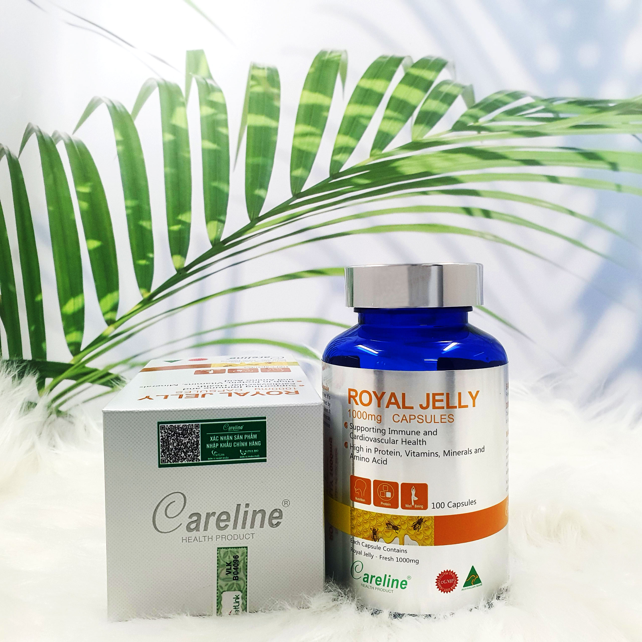 viên uống sữa ong chúa tươi careline royal jelly 1000mg capsules tăng cường sức khỏe đẹp da móng tóc 1