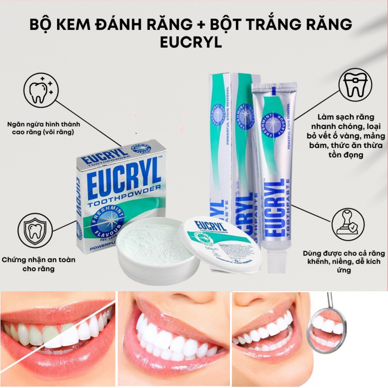 Bột Trắng Răng Kem Đánh Răng Trắng Răng Eucryl