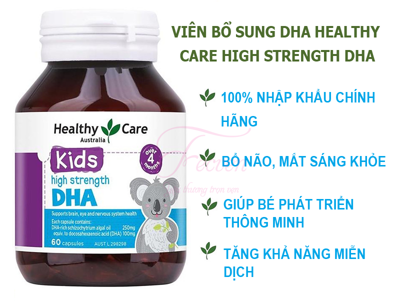 viên bổ sung dha healthy care high strength dha 60 viên - bổ não, giúp bé phát triển thông minh và đôi mắt sáng khỏe - tăng khả năng miễn dịch - fecven 1