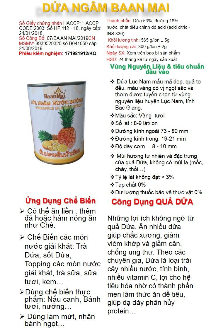 Dứa Ngâm Nước Đường BaanMai (560gr) 2