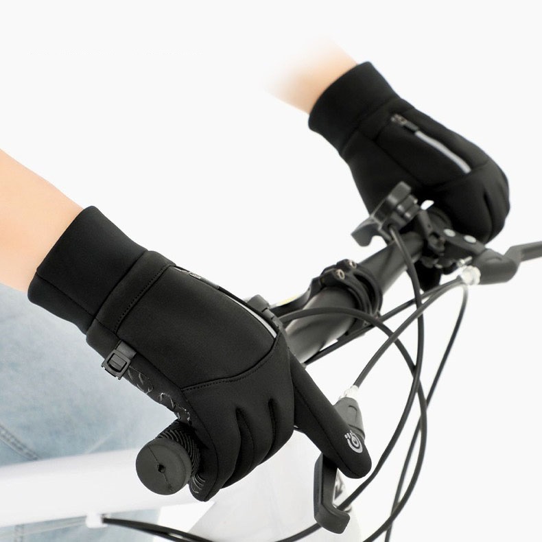 Găng tay nam đi xe máy mùa đông cảm ứng chống nước lót nỉ lông cực ấm - Thiết kế nam tính GTCD06