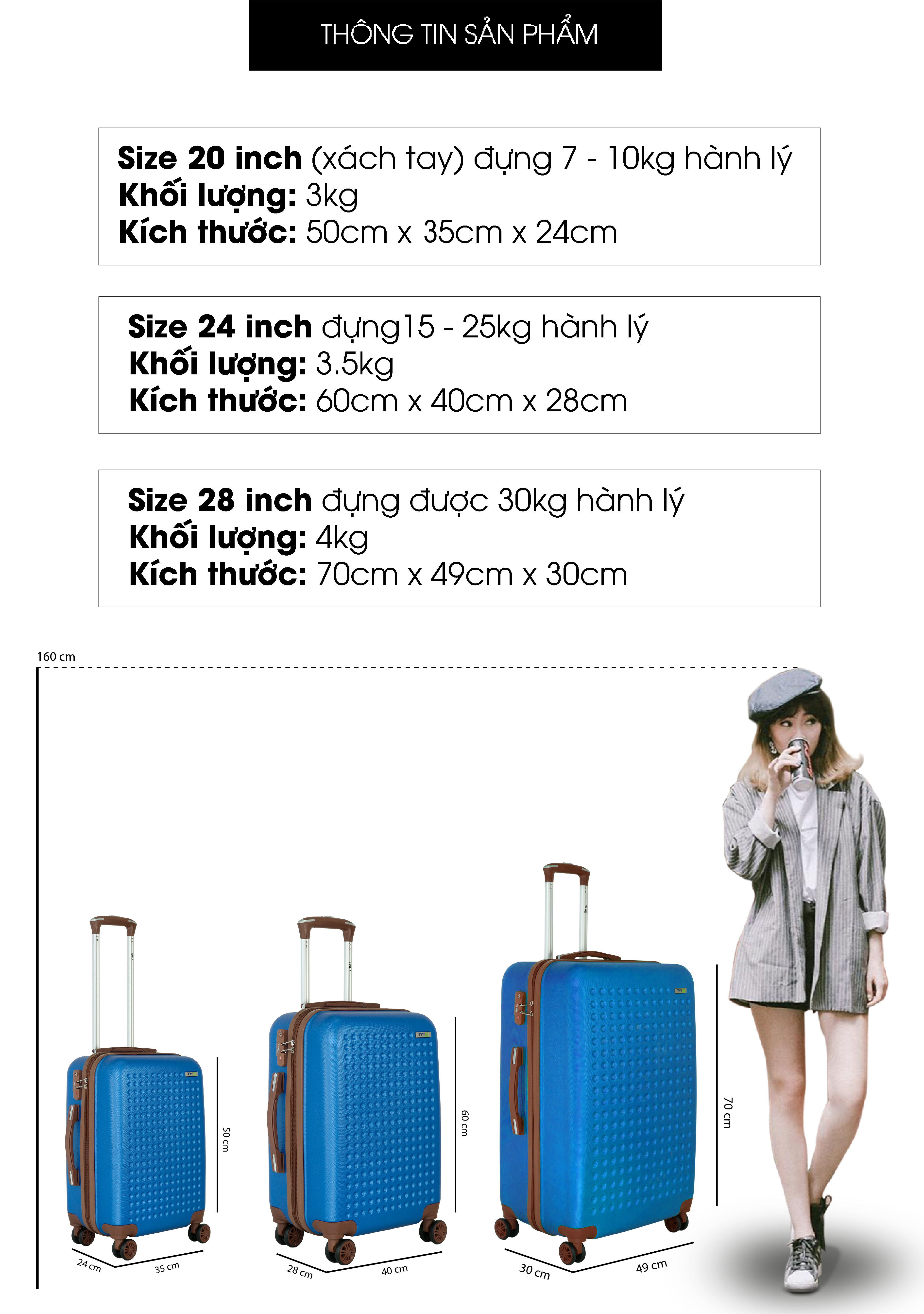 Vali Du Lịch Cao Cấp Trip P803A - Size 70