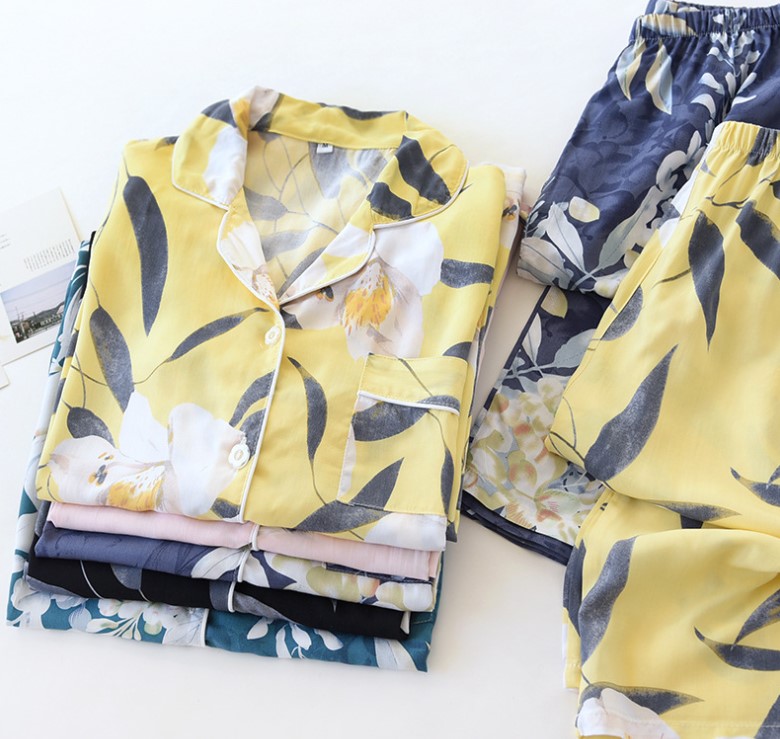 Đồ Bộ Nữ Dài Tay, Pijama Mặc Nhà Cho Nữ Bigsize Azuno BN2111 Chất Liệu Cotton Lụa Có Thể Mặc Mùa Hè