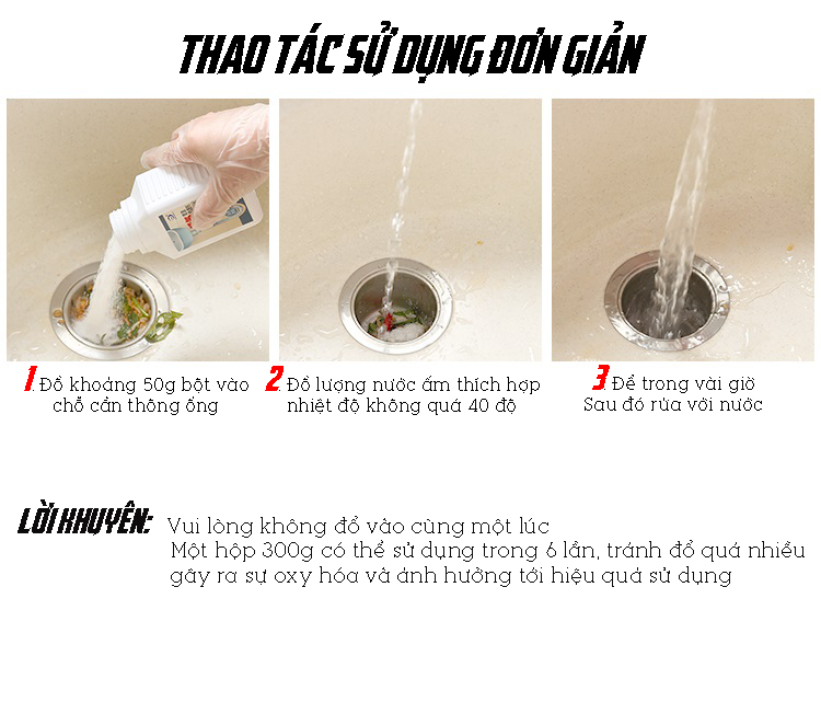 Bột Thông Ống Nước Siêu Mạnh Đa Năng 300g 6