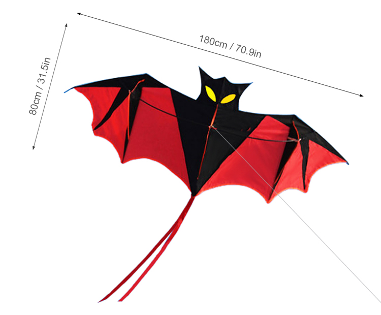 180cm Red Bat Power Kite with Handle and 30m Single Line Flying Kite for Kids and Adults Outdoor Beach Sports Fun