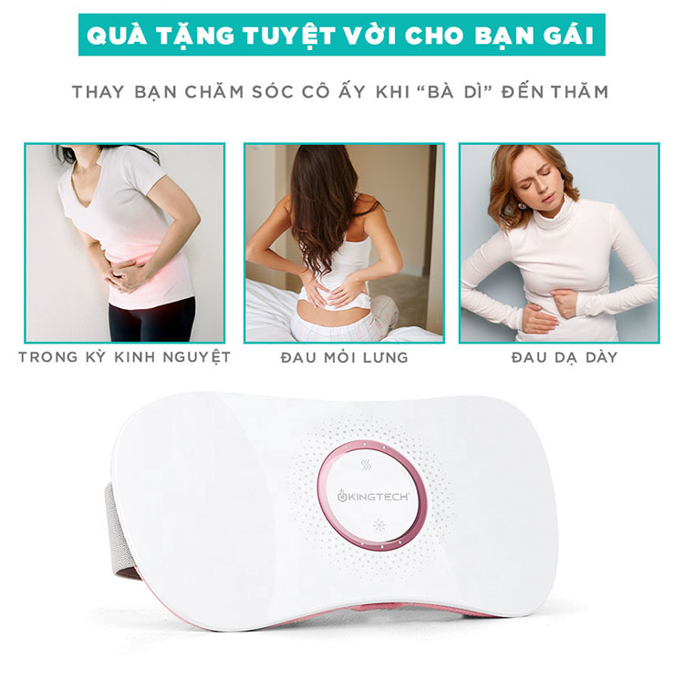 Đai Massage Bụng Cao Cấp KingTech KS-220 - Mát xa Rung, Nhiệt - Hỗ Trợ Giảm Đau Bụng Kinh, Đau Lưng - Quà Tặng Tuyệt Vời  Ngày Valentine 14/2, 8/3, 20/10 Cho Chị Em Phụ Nữ