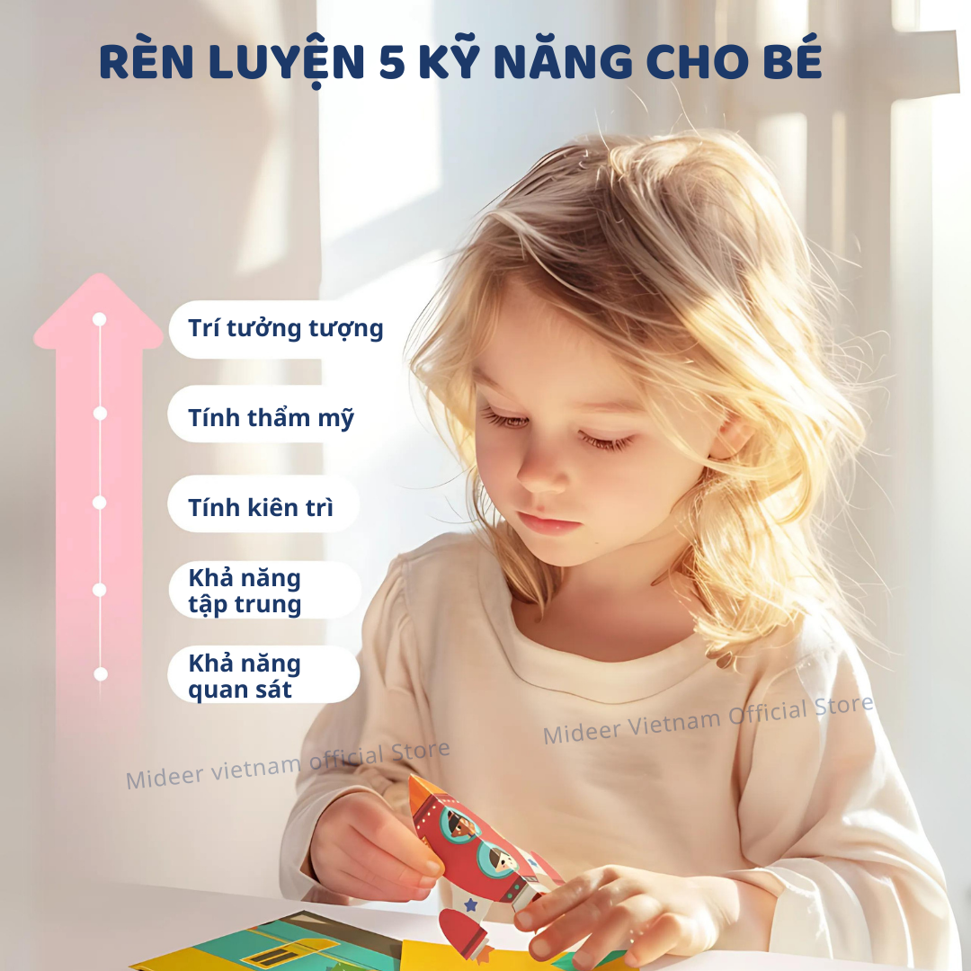 Giấy Gấp Origami Mideer Origami 3 cấp độ, Đồ Chơi Thủ Công giáo dục sáng tạo Cho Bé 2 3 4 5 Tuổi