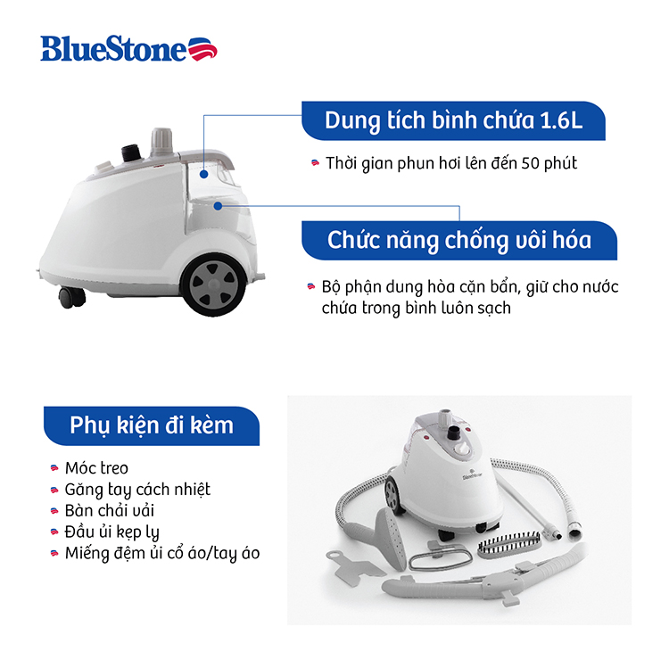 Bàn Ủi Hơi Nước Đứng Bluestone GSB-3915 (1800W) - Hàng chính hãng