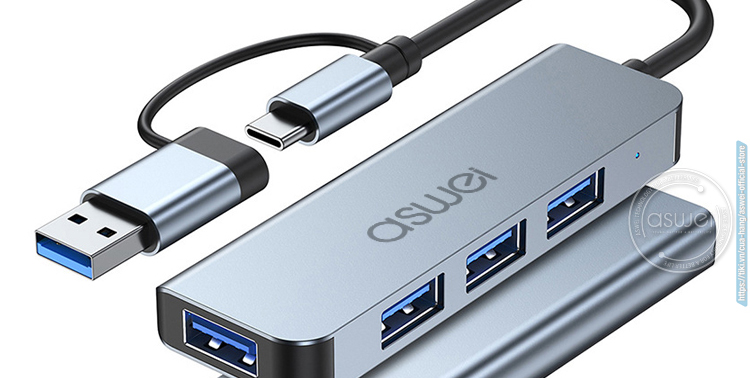 hub chia cổng usb, hub type c aswei, hub usb 3.0 aswei