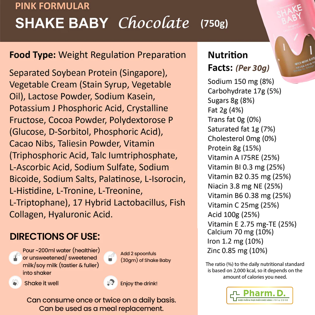 [CHÍNH HÃNG] Bột Ngũ Cốc Ăn Kiêng Giúp Hỗ Trợ Kiểm Soát Cân Nặng, Cải Thiện Vóc Dáng Diet Formular Protein Shake Baby (35g) từ Hàn Quốc