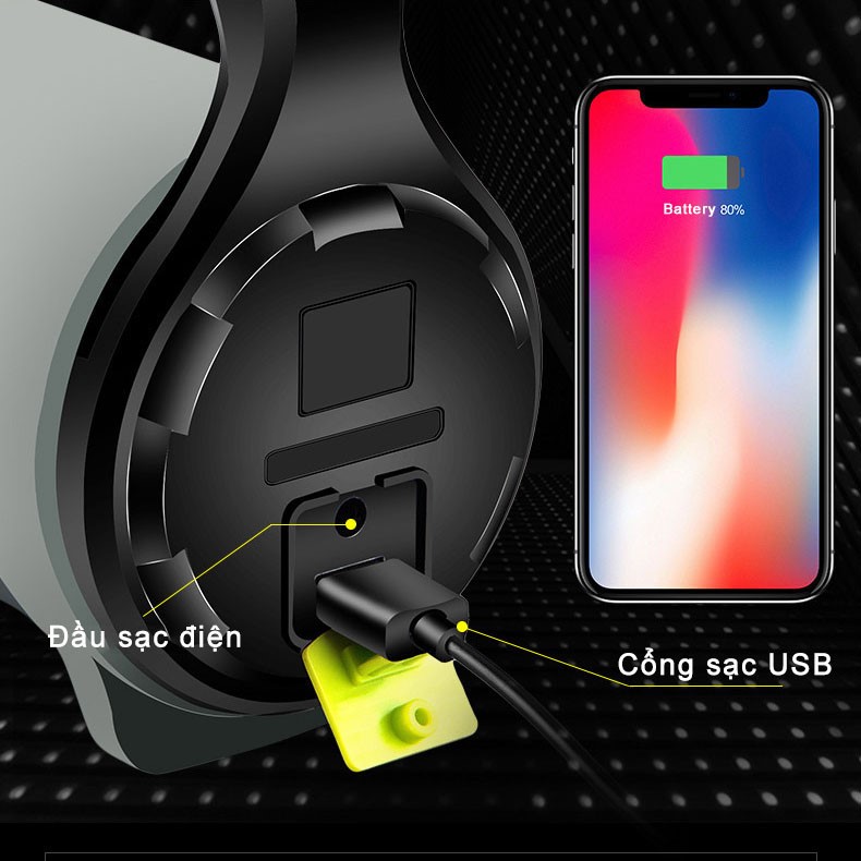 Đèn pin siêu sáng cầm tay chiếu xa 1000m, đèn pin đa năng sạc điện thoại