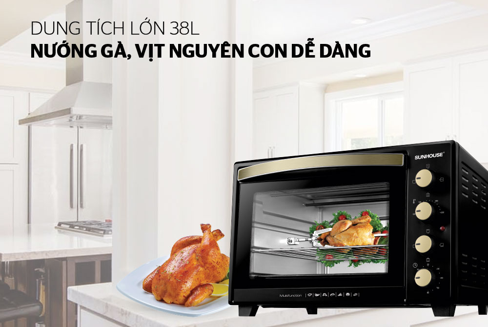 Lò Nướng Sunhouse SHD4238 - 38L (Đen) - Hàng chính hãng