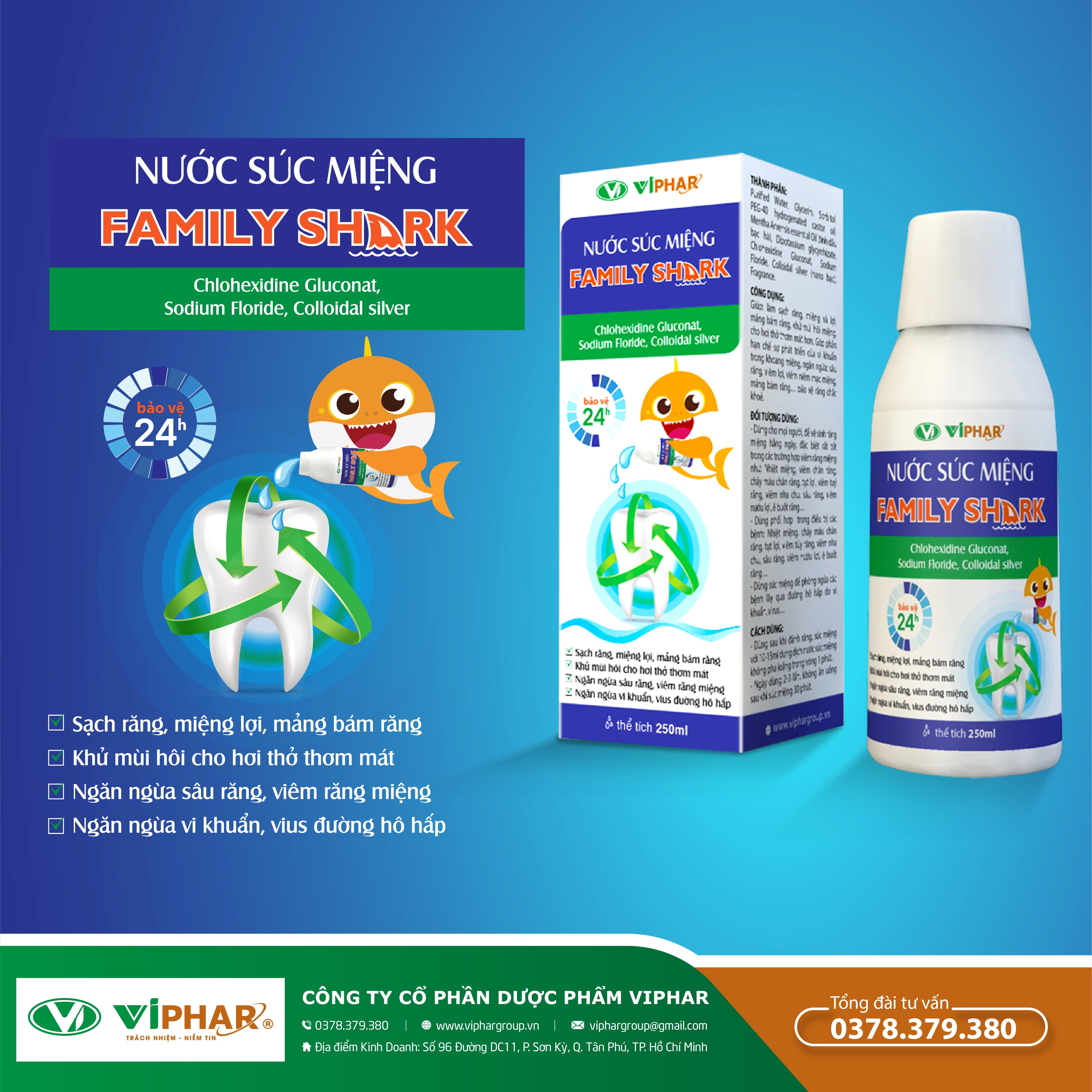 [NƯỚC SÚC MIỆNG FAMILY SHARK] SÚC MIỆNG, SÚC HỌNG NGĂN NGỪA VI KHUẨN, VIRUS LÂY LAN ĐƯỜNG HÔ HẤP - SÂU RĂNG, VIÊM RĂNG - NHIỆT MIỆNG, MÙI HÔI MIỆNG. LÀM SẠCH RĂNG, MIỆNG, LỢI, CHO HƠI THỞ THƠM MÁT 1