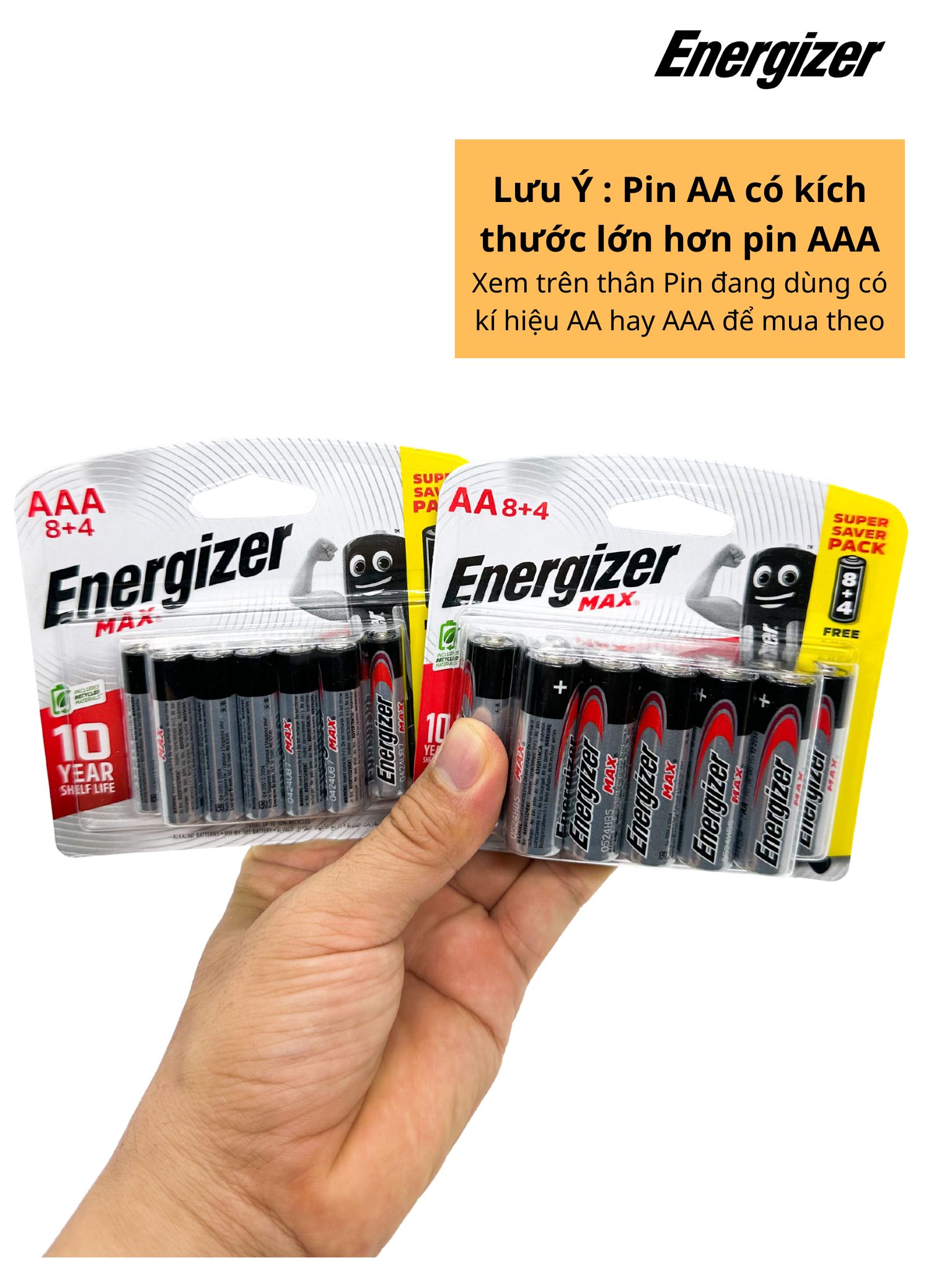 Pin Max 8 + 4 Viên Energizer E91 BP8+4 AA