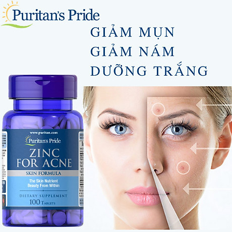 Bổ Sung Kẽm Puritan s Pride Zinc For Acne Skin Formula 100v của Mỹ, Tăng Sức Đề Kháng và Miễn Dịch, Cải Thiện Làn Da Trắng Sáng, Ngăn Ngừa Mụn, Hỗ Trợ Bảo Vệ Tuyến Tiền Liệt, Sinh Sản Cho Nam Giới, Bảo Vệ Não Và Hệ Thần Kinh 3