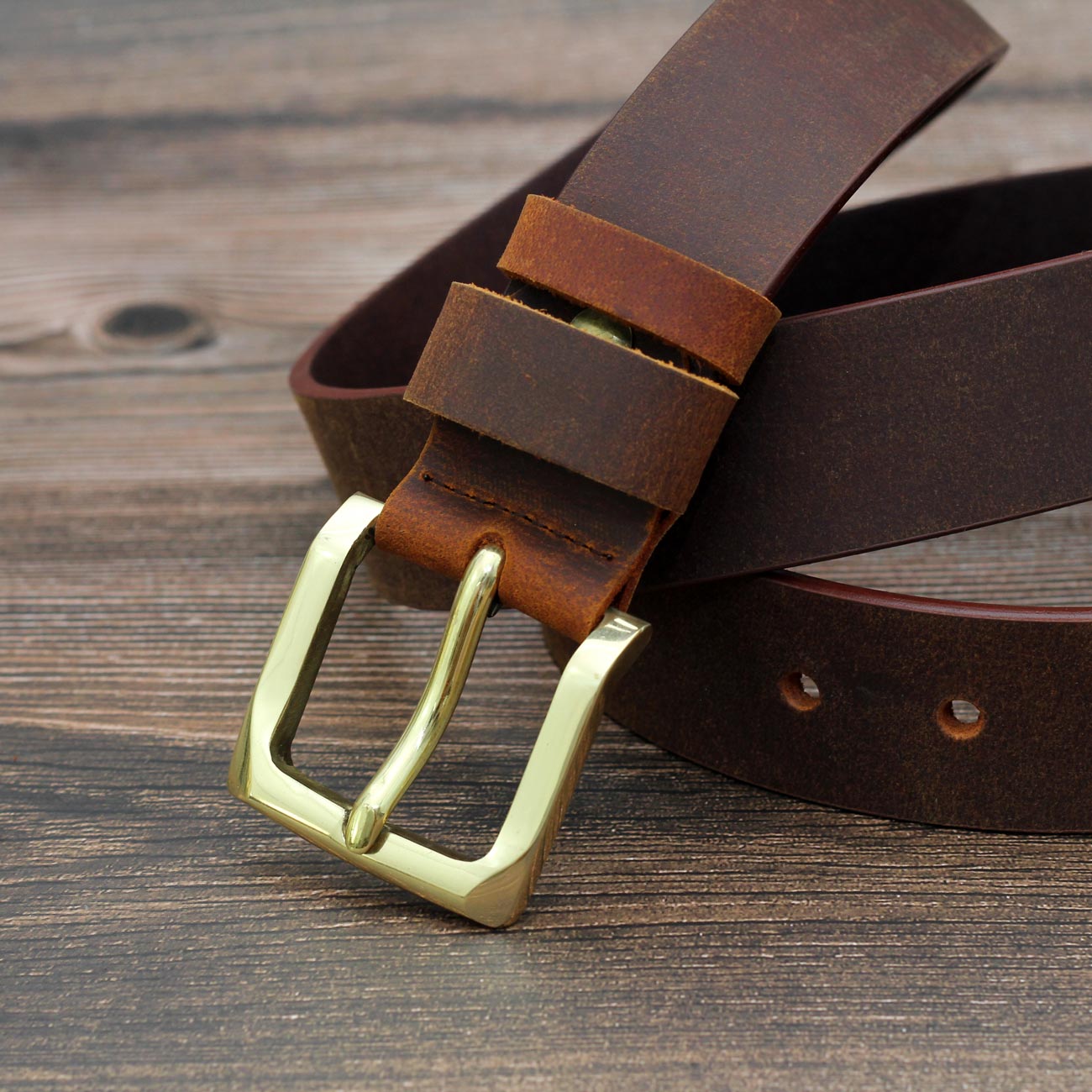 Thắt lưng nam da bò sáp khóa đồng  AT Leather S4K-03