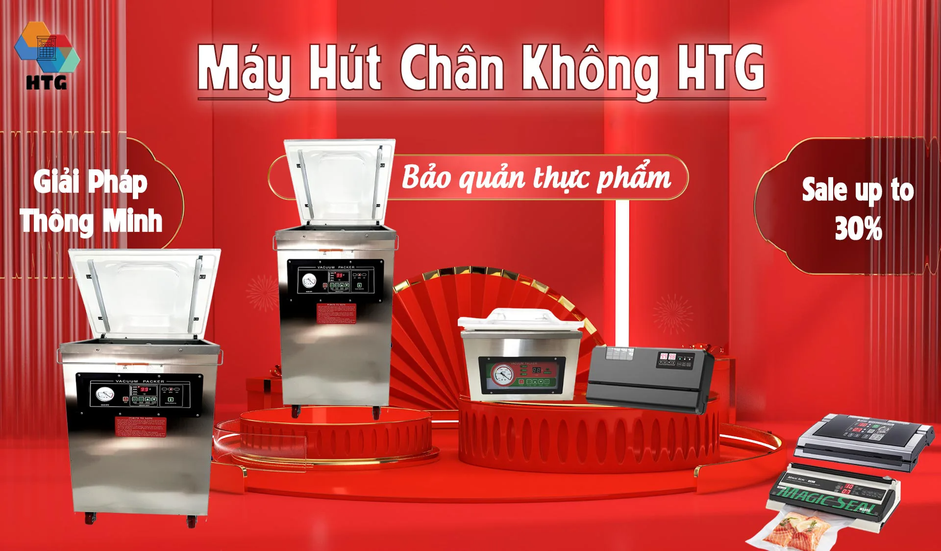 Túi Hút Chân Không Thực Phẩm Dạng Cuộn Trơn Phẳng 2 Mặt HTG, Đầy Đủ Kích Thước
