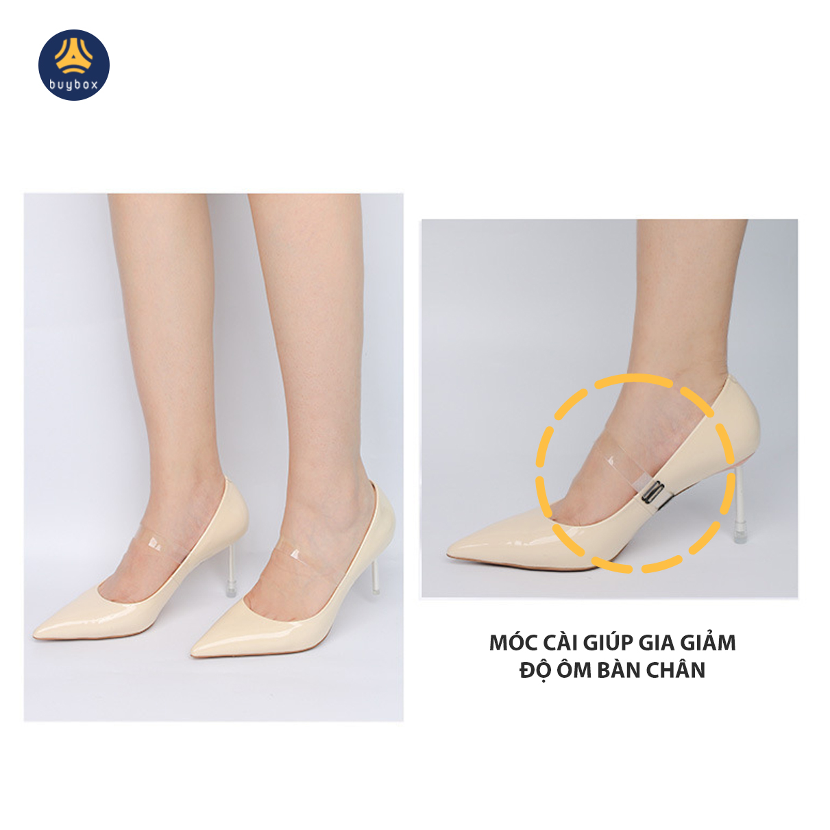 Công dụng nổi bật Quai giày ẩn bằng silicone trong suốt dùng mang giày cao gót phiên bản móc cài giúp ôm bàn chân - buybox - BBPK143